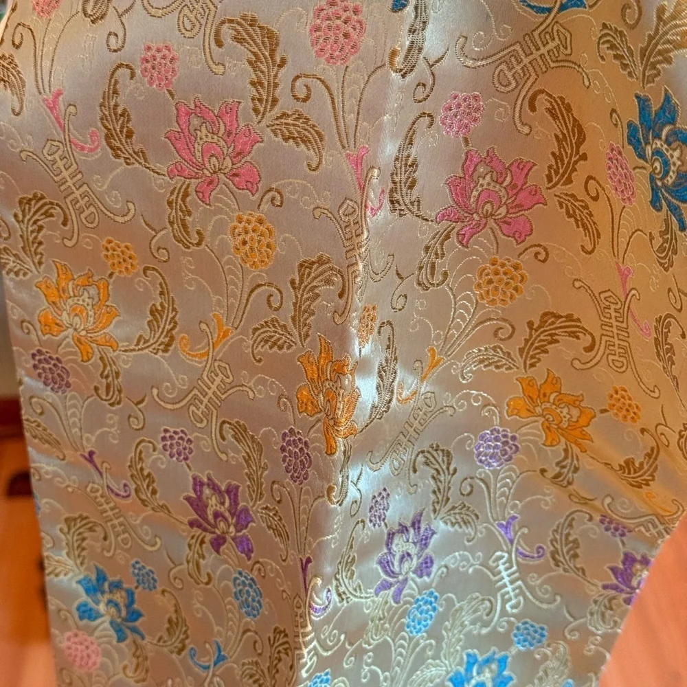 Floral Brocade Scarf Tassel Fringe Silk Style Asian Jacquard Wrap